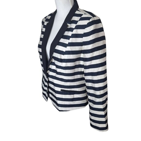 Worthington Blazer Striped Shoulder Pads Black Cream Womens XL Large Button - Picture 3 of 14